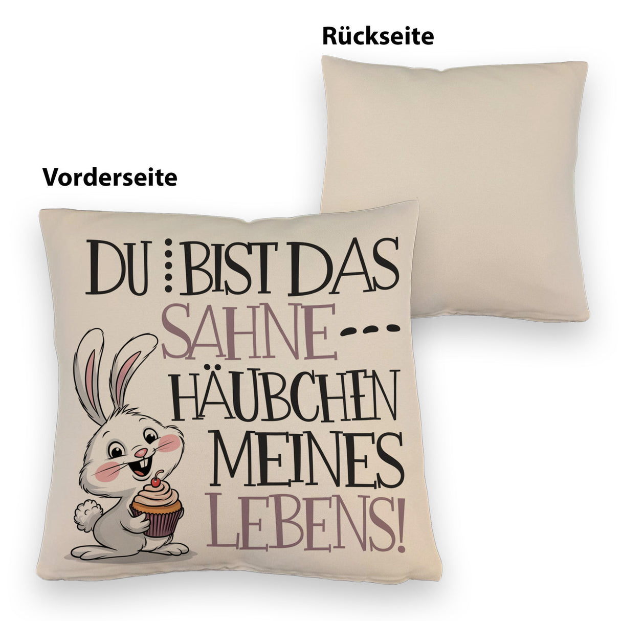 Hase Cupcake Kissen Sahnehäubchen meines Lebens