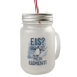Niedlicher Pinguin Eis ist mein Element Trinkglas mit Bambusdeckel