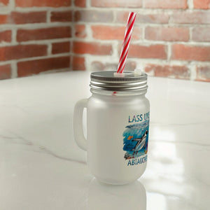 Lass uns abtauchen Pinguin Trinkglas mit Bambusdeckel Unterwasserszene