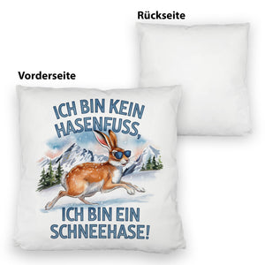 Alpenschneehase mit Sonnenbrille Kissen Kein Hasenfuss, Schneehase