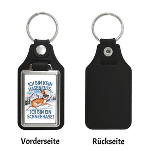 Alpenschneehase mit Sonnenbrille Schlüsselanhänger Kein Hasenfuss, Schneehase