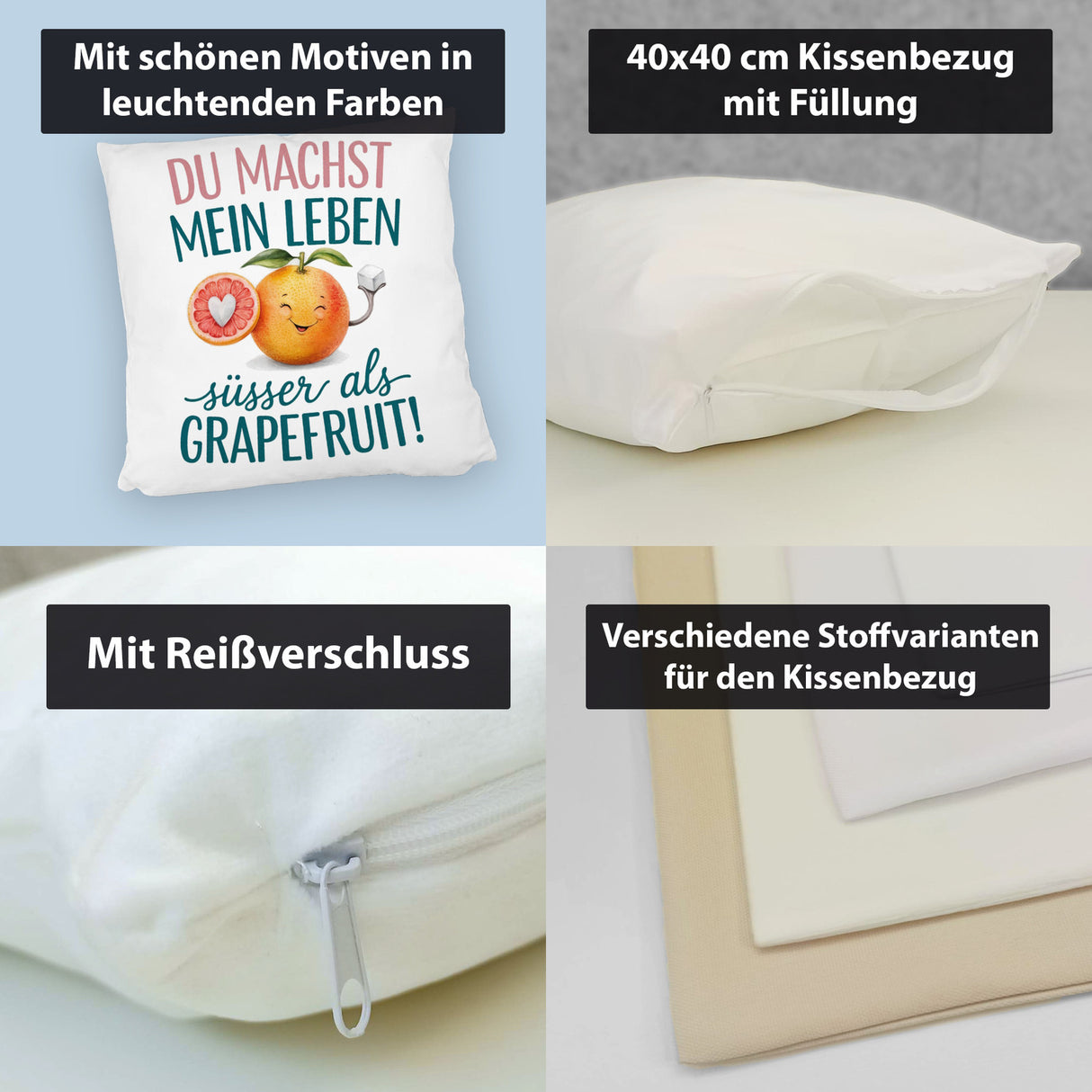 Lächelnde Grapefruit Du machst mein Leben süßer Kissen