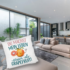 Lächelnde Grapefruit Du machst mein Leben süßer Kissen