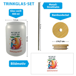Grapefruit Umarmung Grapefruitastic Trinkglas mit Bambusdeckel
