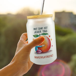 Grapefruit Umarmung Grapefruitastic Trinkglas mit Bambusdeckel