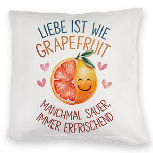 Grapefruit Kissen Liebe ist erfrischend