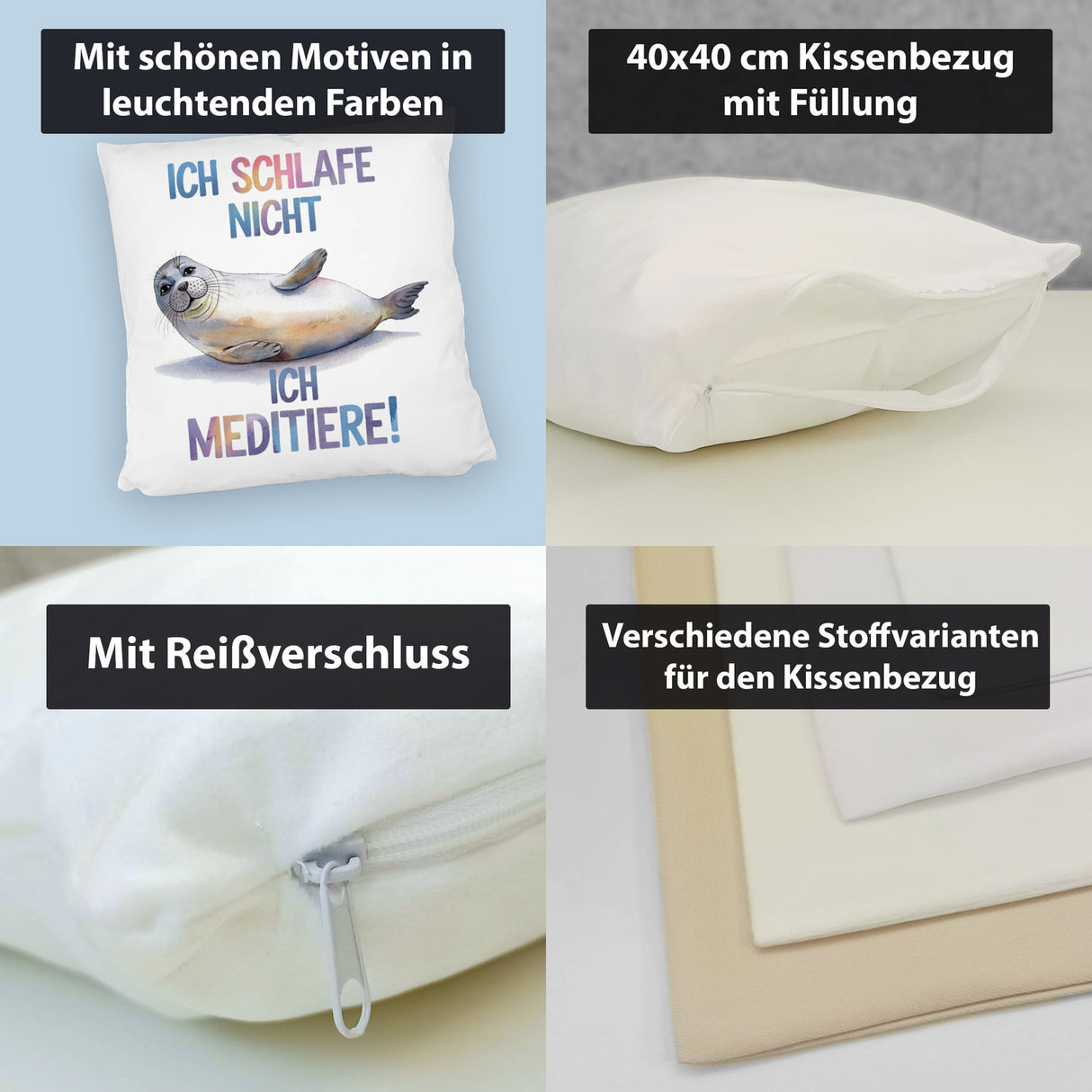 Robbe - schlafe nicht sondern meditiere Kissen