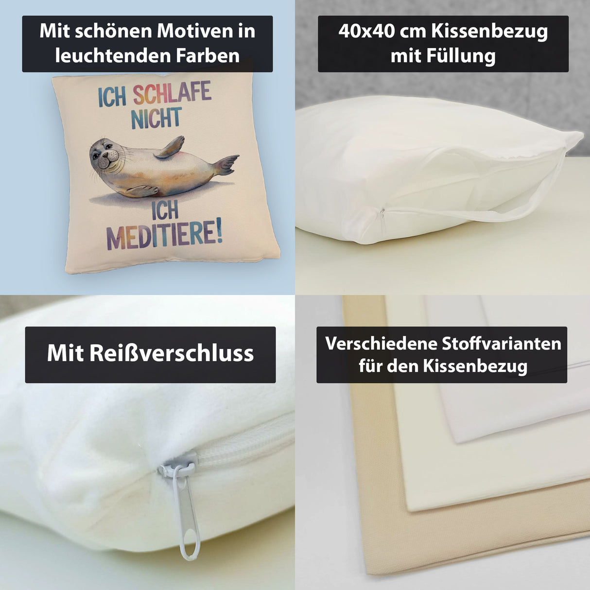 Robbe - schlafe nicht sondern meditiere Kissen
