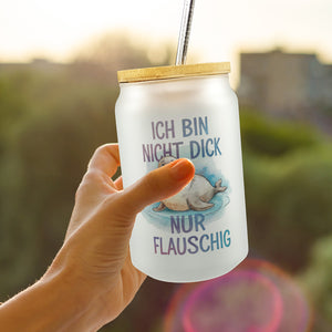 Flauschige Robbe - Nicht dick nur flauschig Trinkglas mit Bambusdeckel