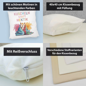 Kuscheln statt Hektik Kissen mit Puma in Decke