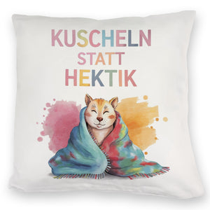 Kuscheln statt Hektik Kissen mit Puma in Decke