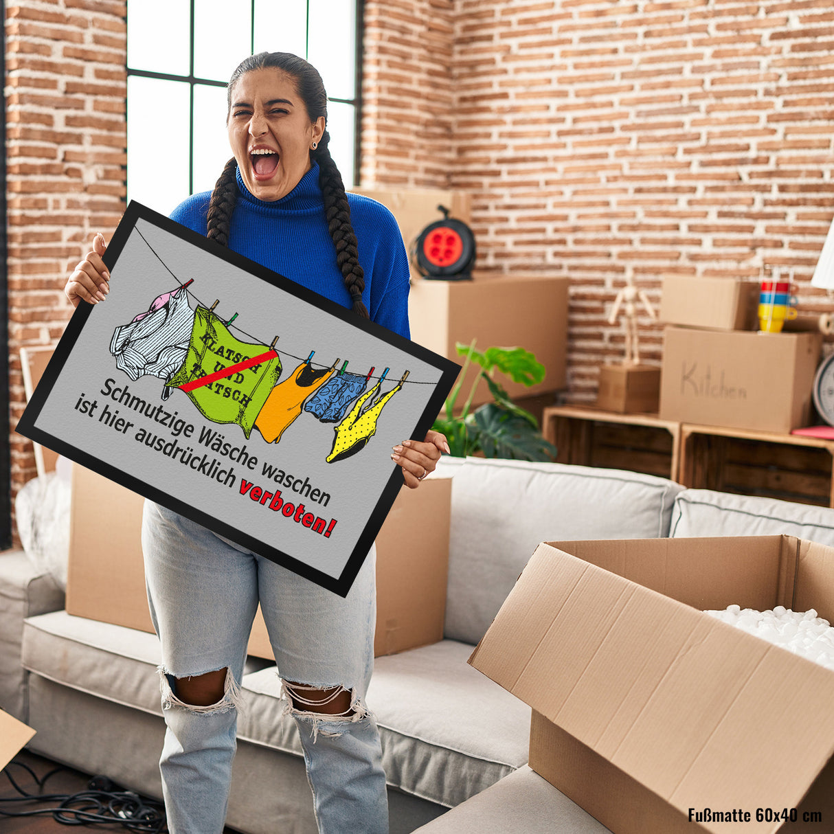 Klatsch und Tratsch Fußmatte in 35x50 cm mit Spruch: Tratsch und Klatsch verboten!