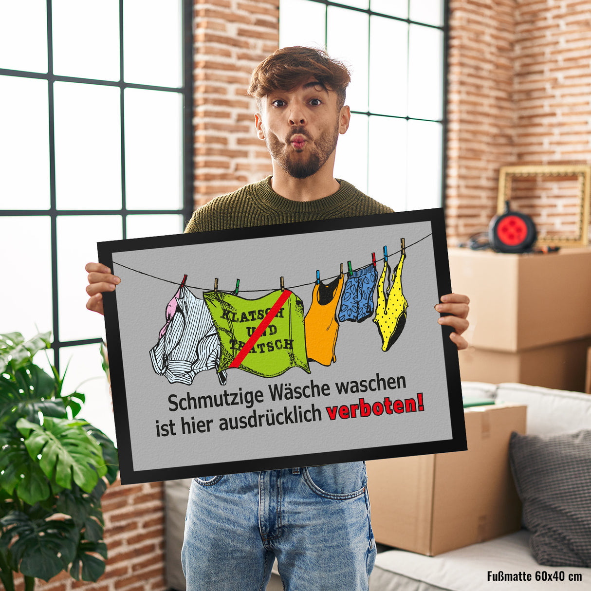 Klatsch und Tratsch Fußmatte in 35x50 cm mit Spruch: Tratsch und Klatsch verboten!