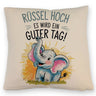 Fröhlicher Cartoon Elefant Rüssel hoch Kissen