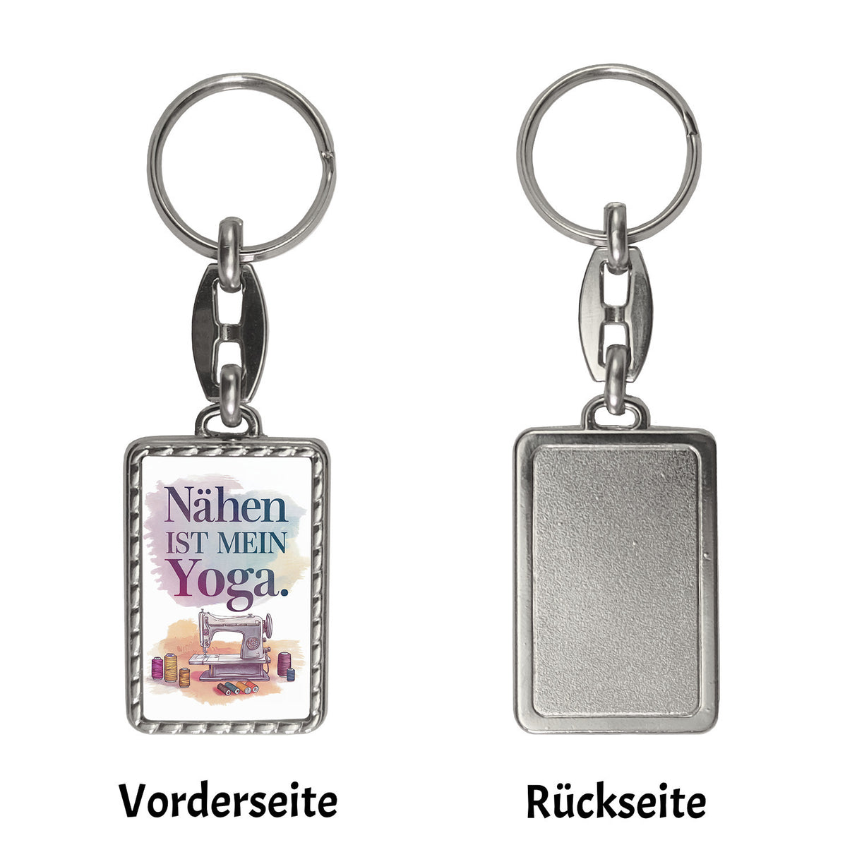 Nähen ist mein Yoga Schlüsselanhänger mit Nähmaschine