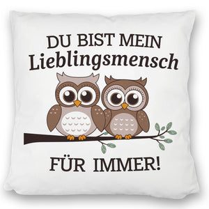 Zwei niedliche Eulen Lieblingsmensch Kissen