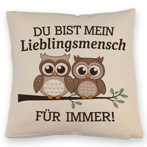 Zwei niedliche Eulen Lieblingsmensch Kissen