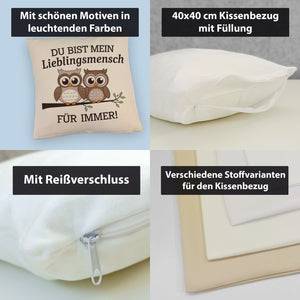 Zwei niedliche Eulen Lieblingsmensch Kissen