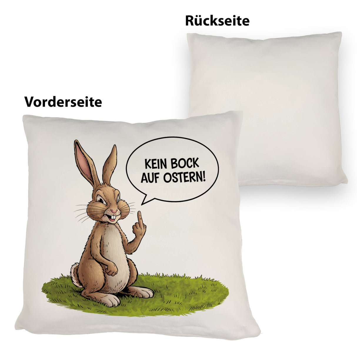 Kein Bock auf Ostern Kissen mit Mittelfinger-Hase