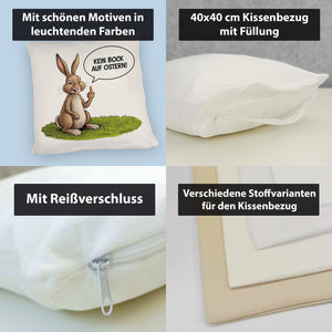 Kein Bock auf Ostern Kissen mit Mittelfinger-Hase