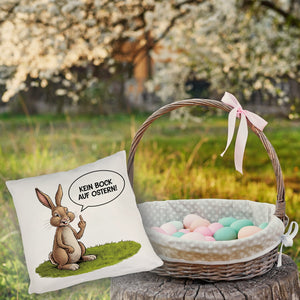 Kein Bock auf Ostern Kissen mit Mittelfinger-Hase