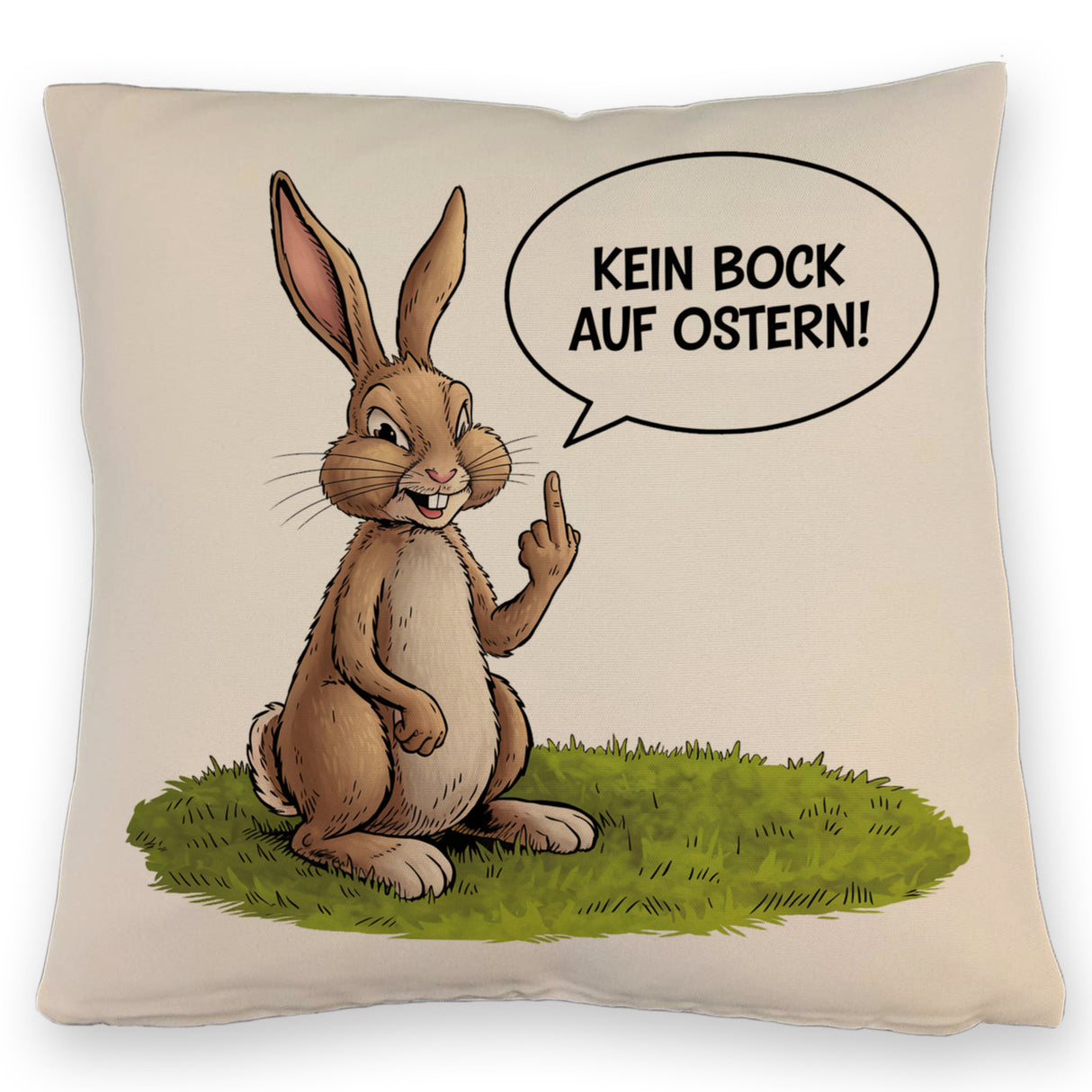 Kein Bock auf Ostern Kissen mit Mittelfinger-Hase