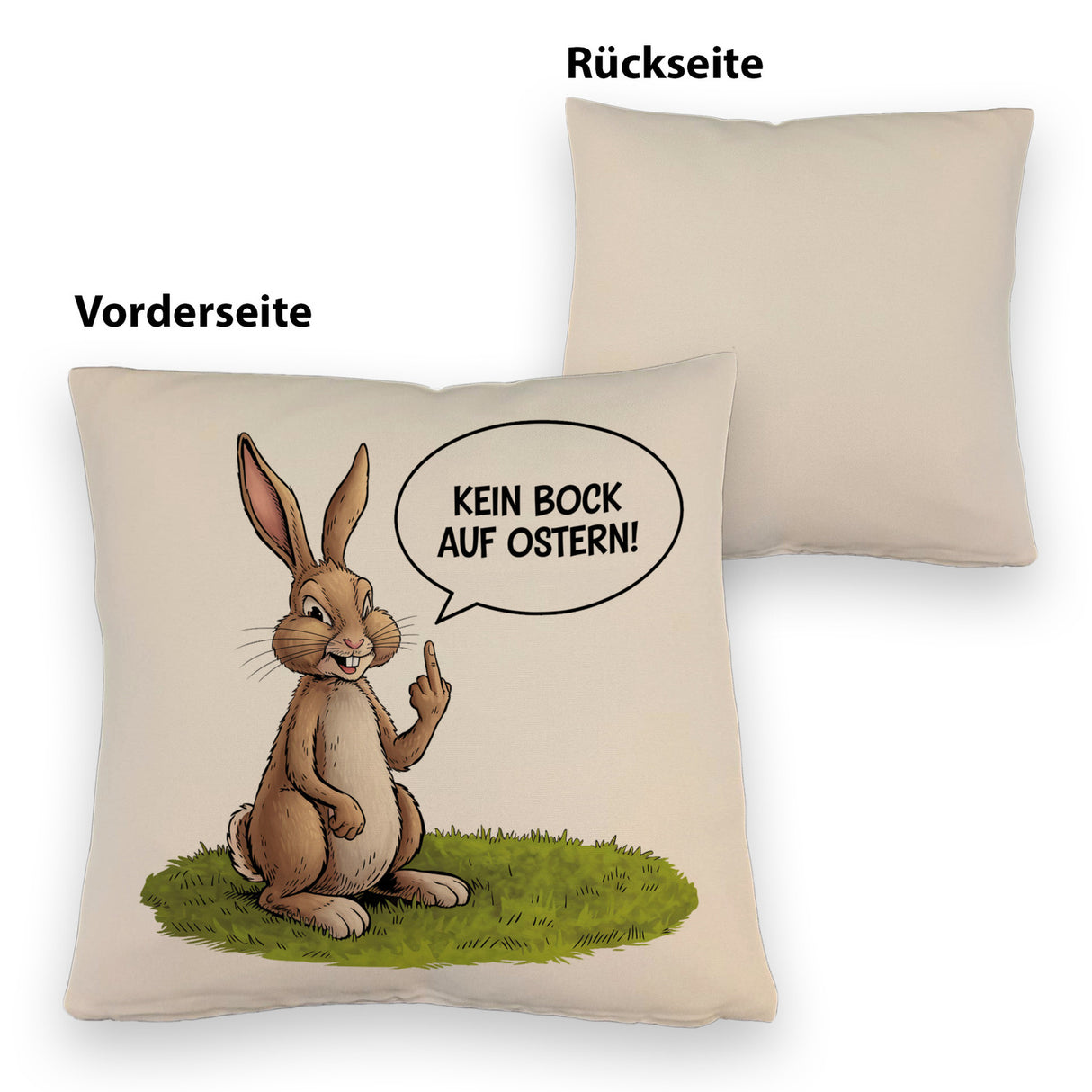Kein Bock auf Ostern Kissen mit Mittelfinger-Hase