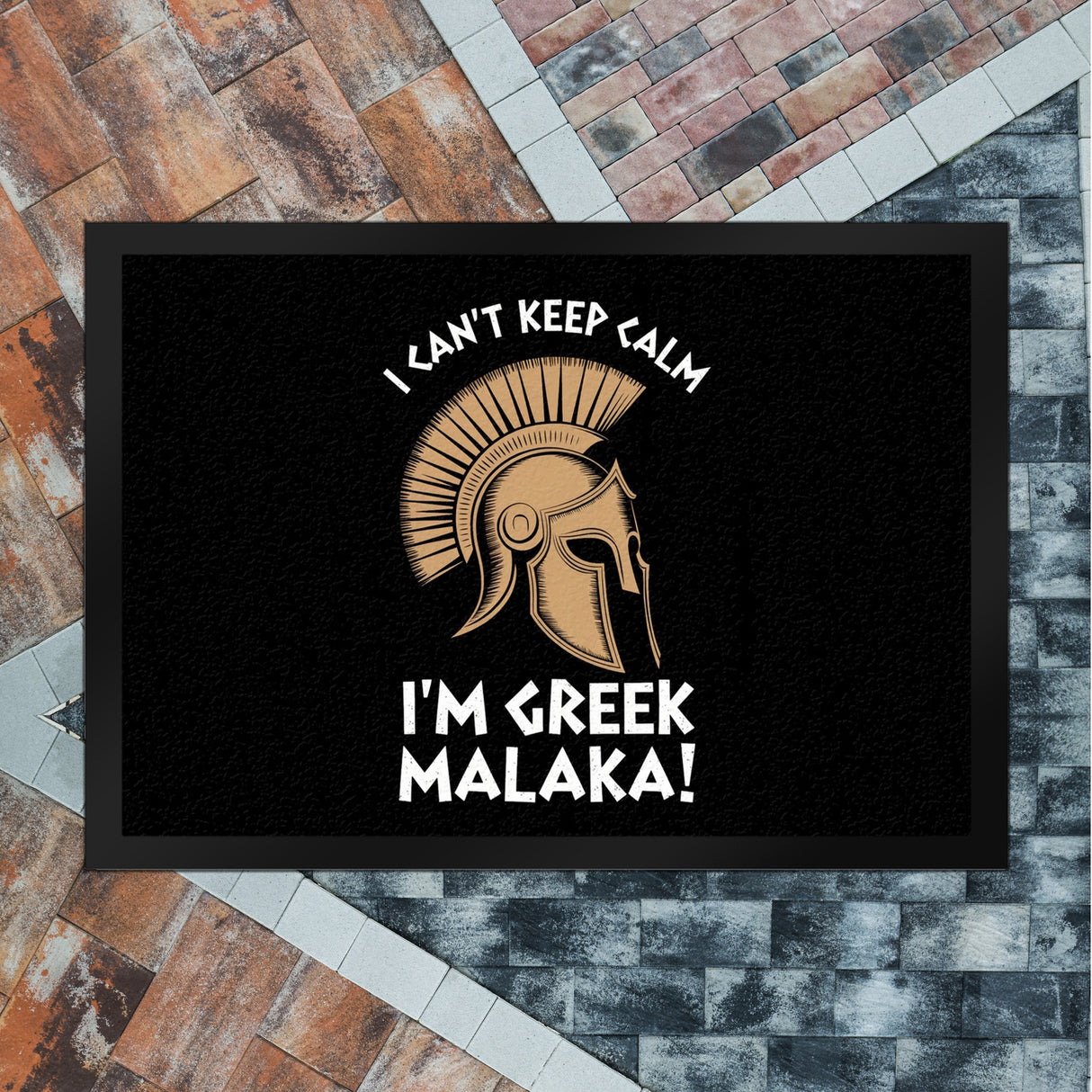 Griechischer Helm Fußmatte in 35x50 cm - I can't keep calm Malaka