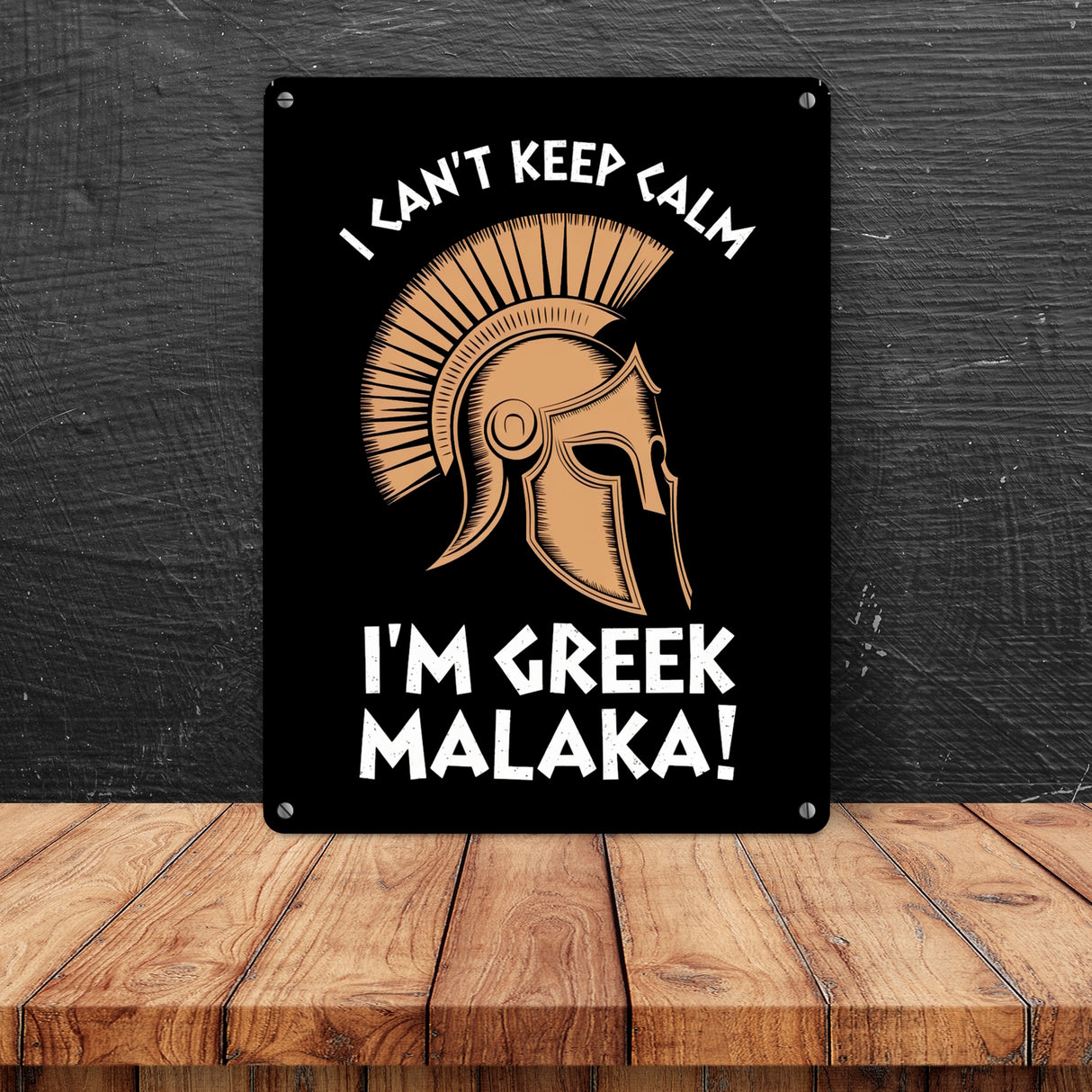 Griechischer Helm Metallschild in 15x20 cm - I can't keep calm Malaka