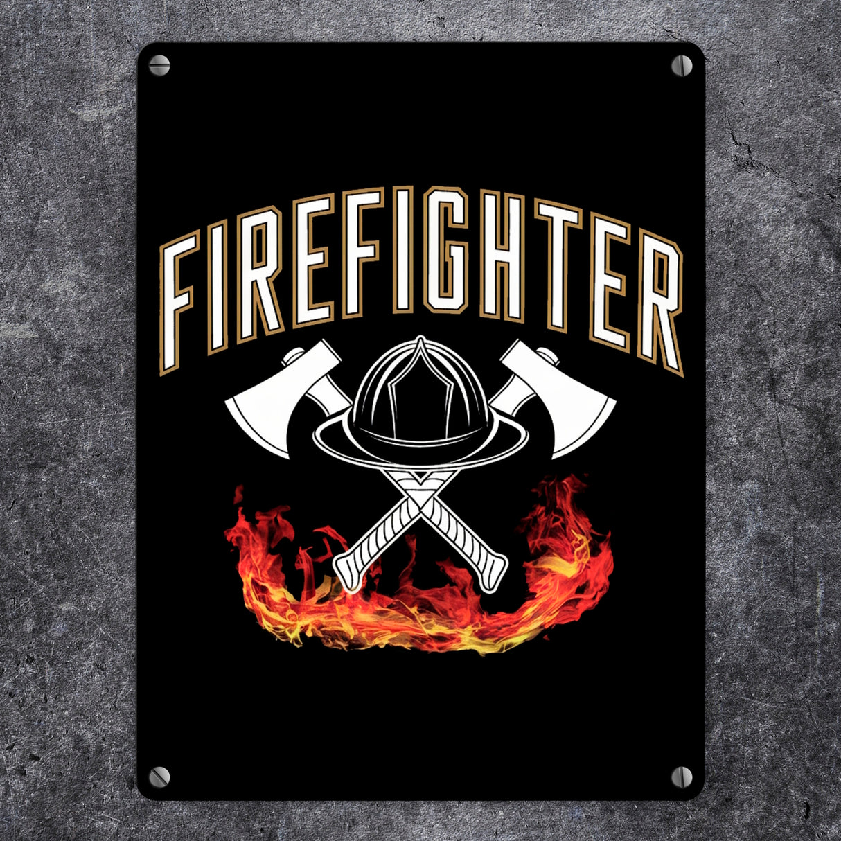 Feuerwehrhelm FIREFIGHTER Metallschild in 15x20 cm für Feuerwehrleute