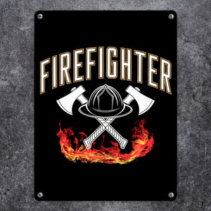 Feuerwehrhelm FIREFIGHTER Metallschild in 15x20 cm für Feuerwehrleute