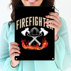 Feuerwehrhelm FIREFIGHTER Metallschild in 15x20 cm für Feuerwehrleute