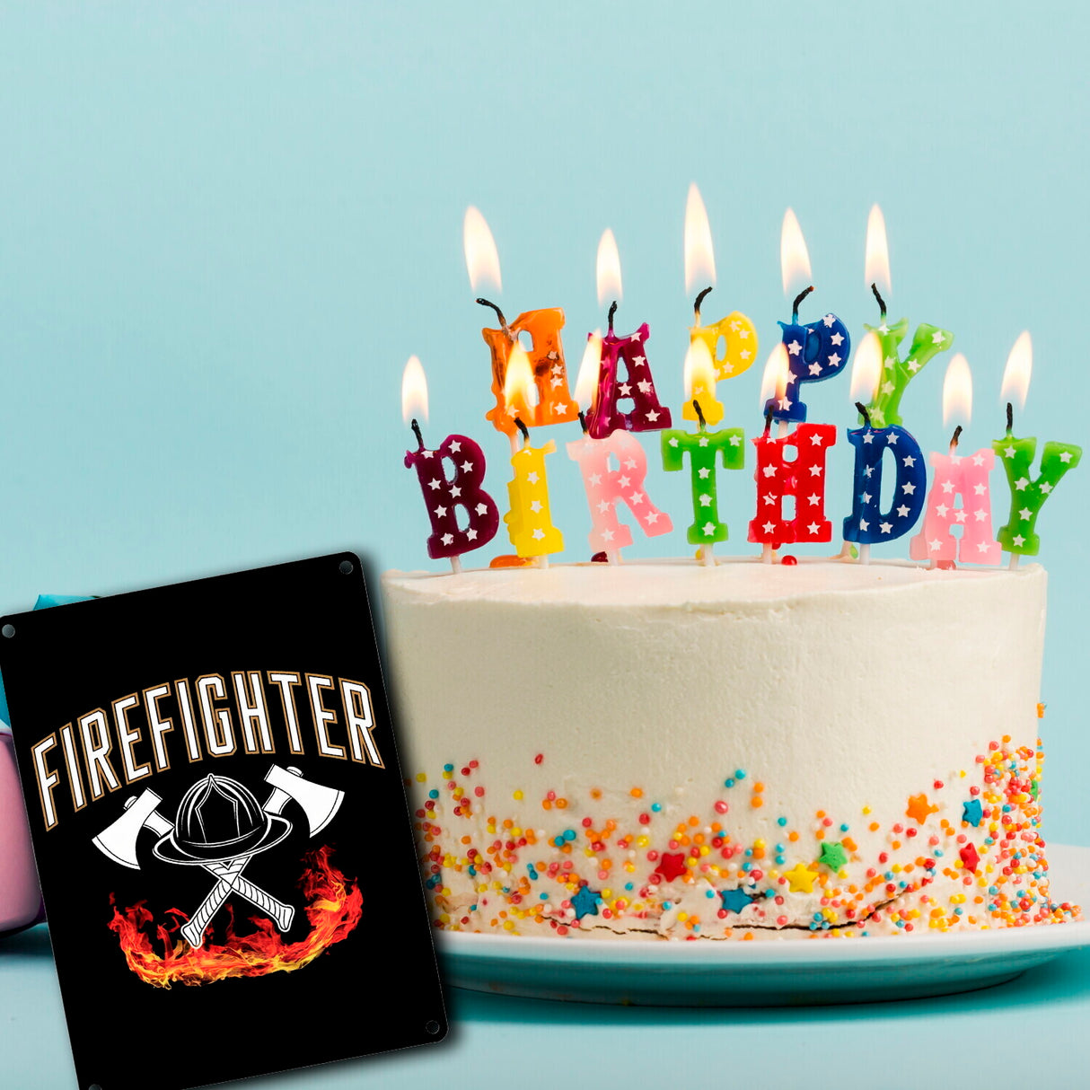 Feuerwehrhelm FIREFIGHTER Metallschild in 15x20 cm für Feuerwehrleute
