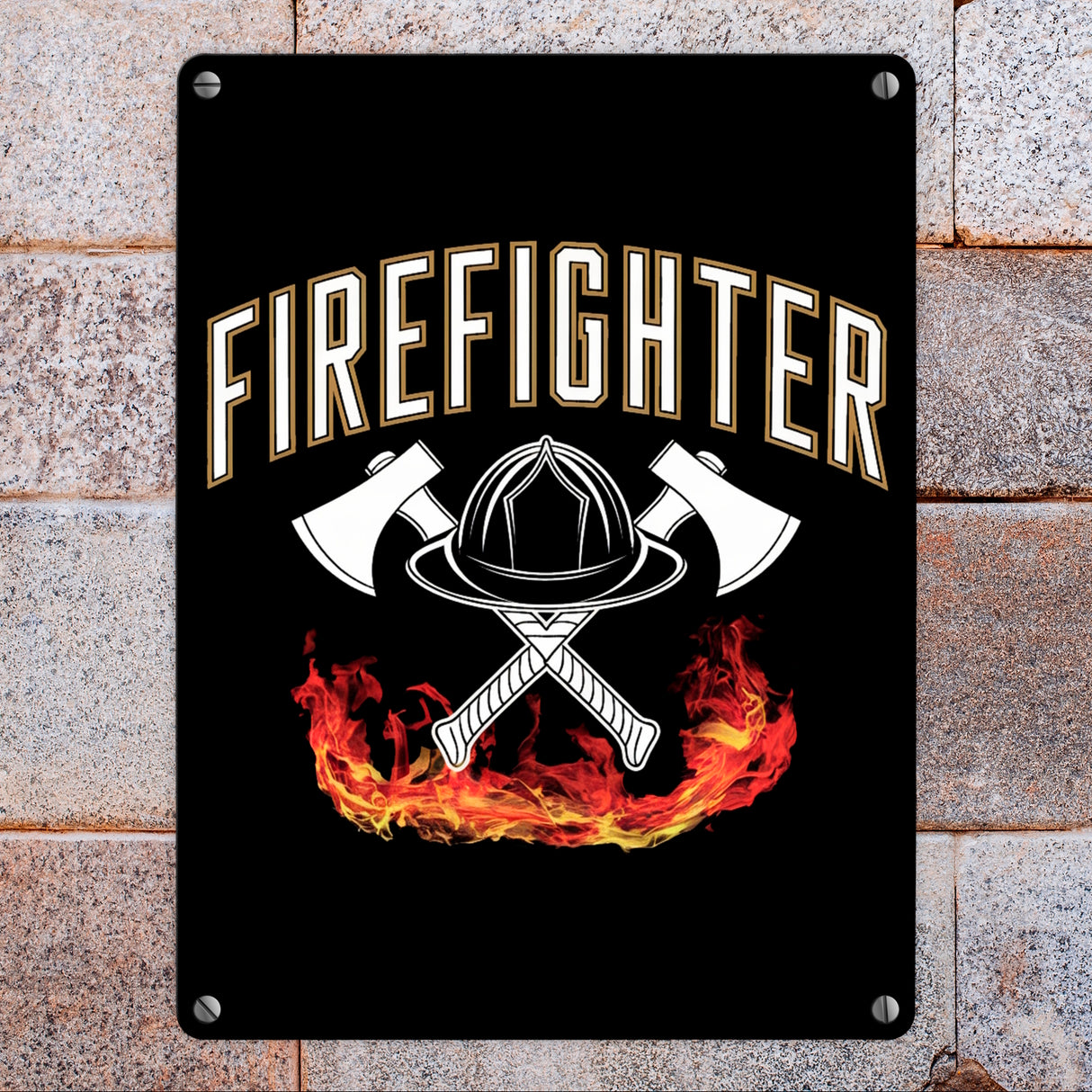 Feuerwehrhelm FIREFIGHTER Metallschild in 15x20 cm für Feuerwehrleute