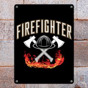 Feuerwehrhelm FIREFIGHTER Metallschild in 15x20 cm für Feuerwehrleute