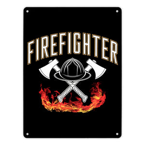 Feuerwehrhelm FIREFIGHTER Metallschild in 15x20 cm für Feuerwehrleute