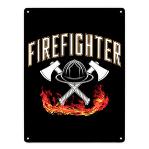 Feuerwehrhelm FIREFIGHTER Metallschild in 15x20 cm für Feuerwehrleute