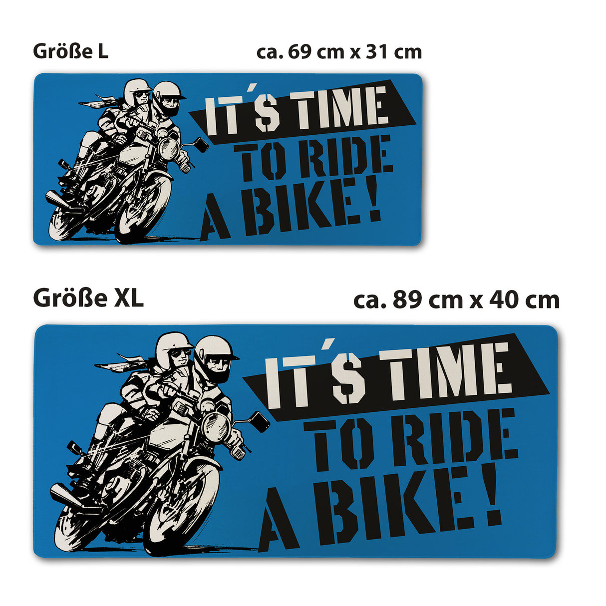 Its time to ride a bike! Schreibtischunterlage 69x31cm XXL Mauspad mit Retro Biker