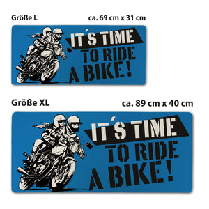 Its time to ride a bike! Schreibtischunterlage 69x31cm XXL Mauspad mit Retro Biker