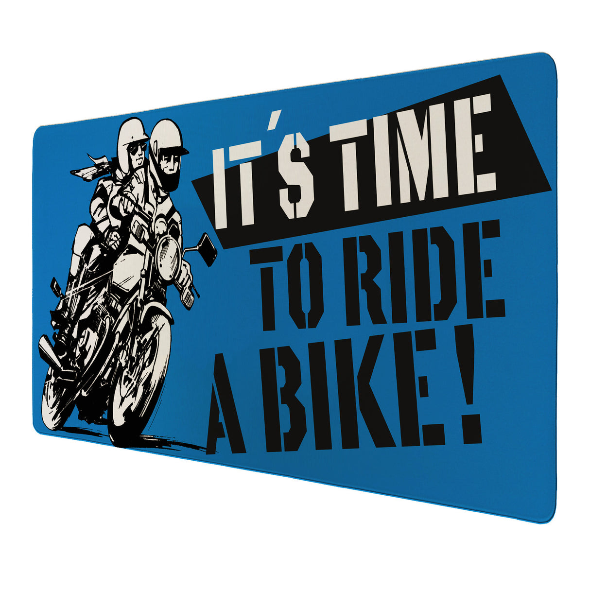 Its time to ride a bike! Schreibtischunterlage 69x31cm XXL Mauspad mit Retro Biker