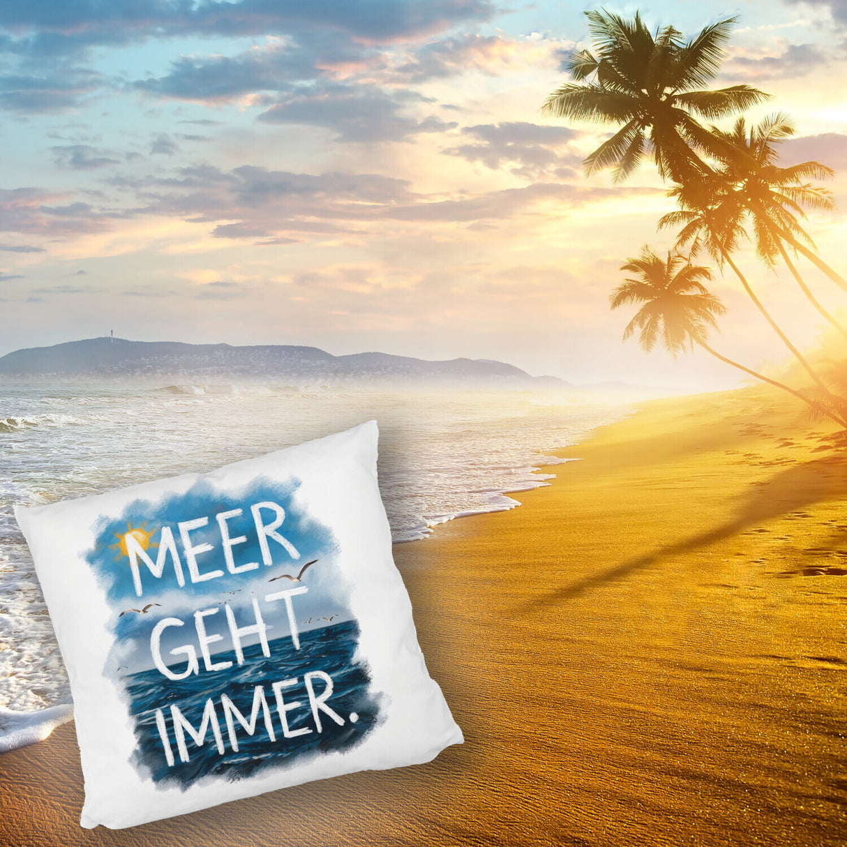 Meer geht immer Kissen Aquarell Design