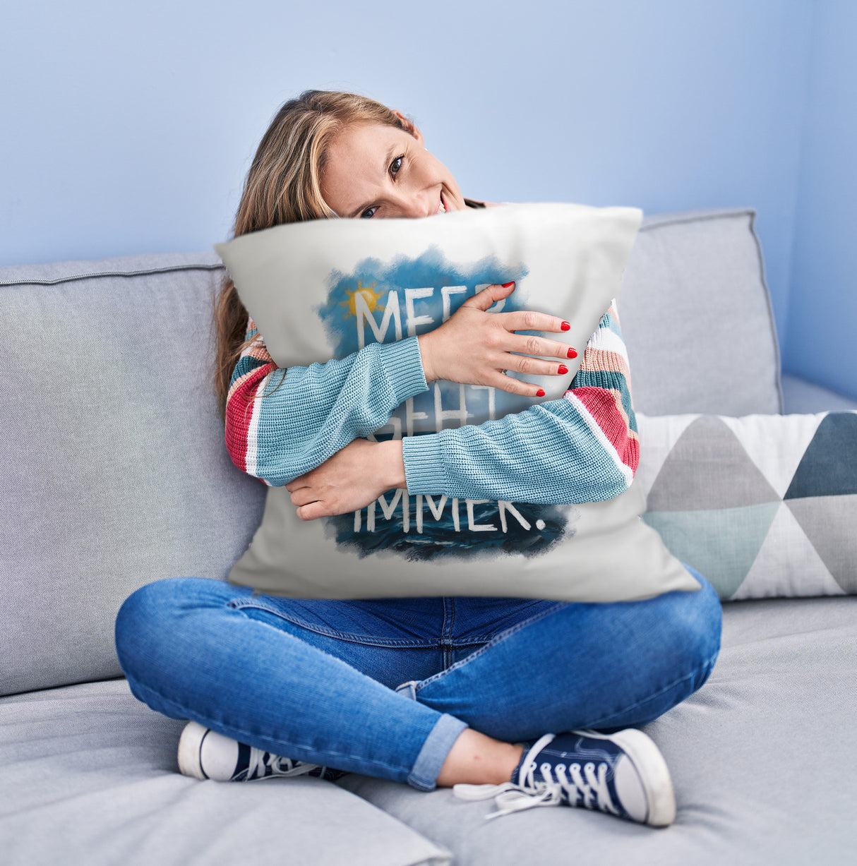 Meer geht immer Kissen Aquarell Design