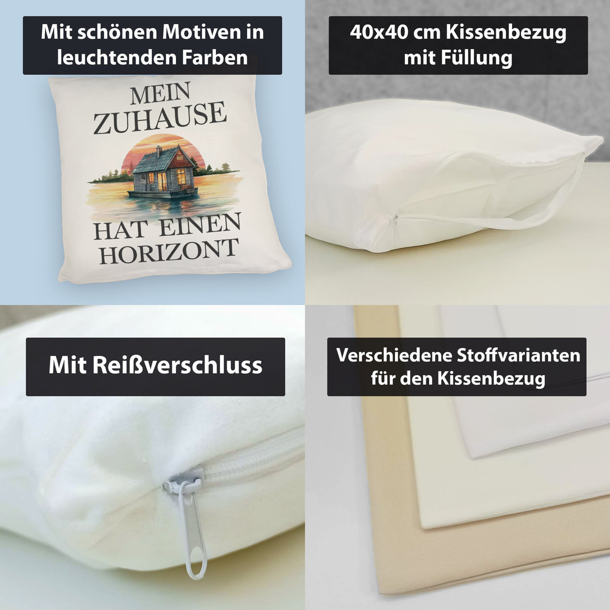 Hausboot auf Wasser Kissen Zuhause mit Horizont