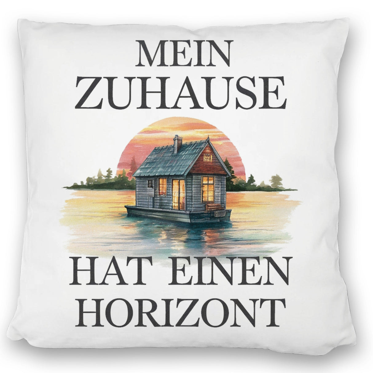 Hausboot auf Wasser Kissen Zuhause mit Horizont