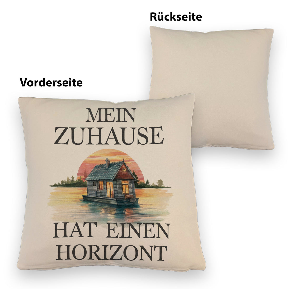 Hausboot auf Wasser Kissen Zuhause mit Horizont