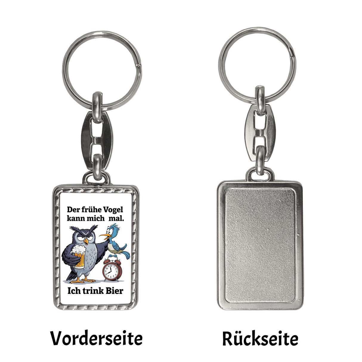 Graue Eule mit Bierkrug - Der frühe Vogel kann mich mal Schlüsselanhänger