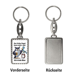 Graue Eule mit Bierkrug - Der frühe Vogel kann mich mal Schlüsselanhänger