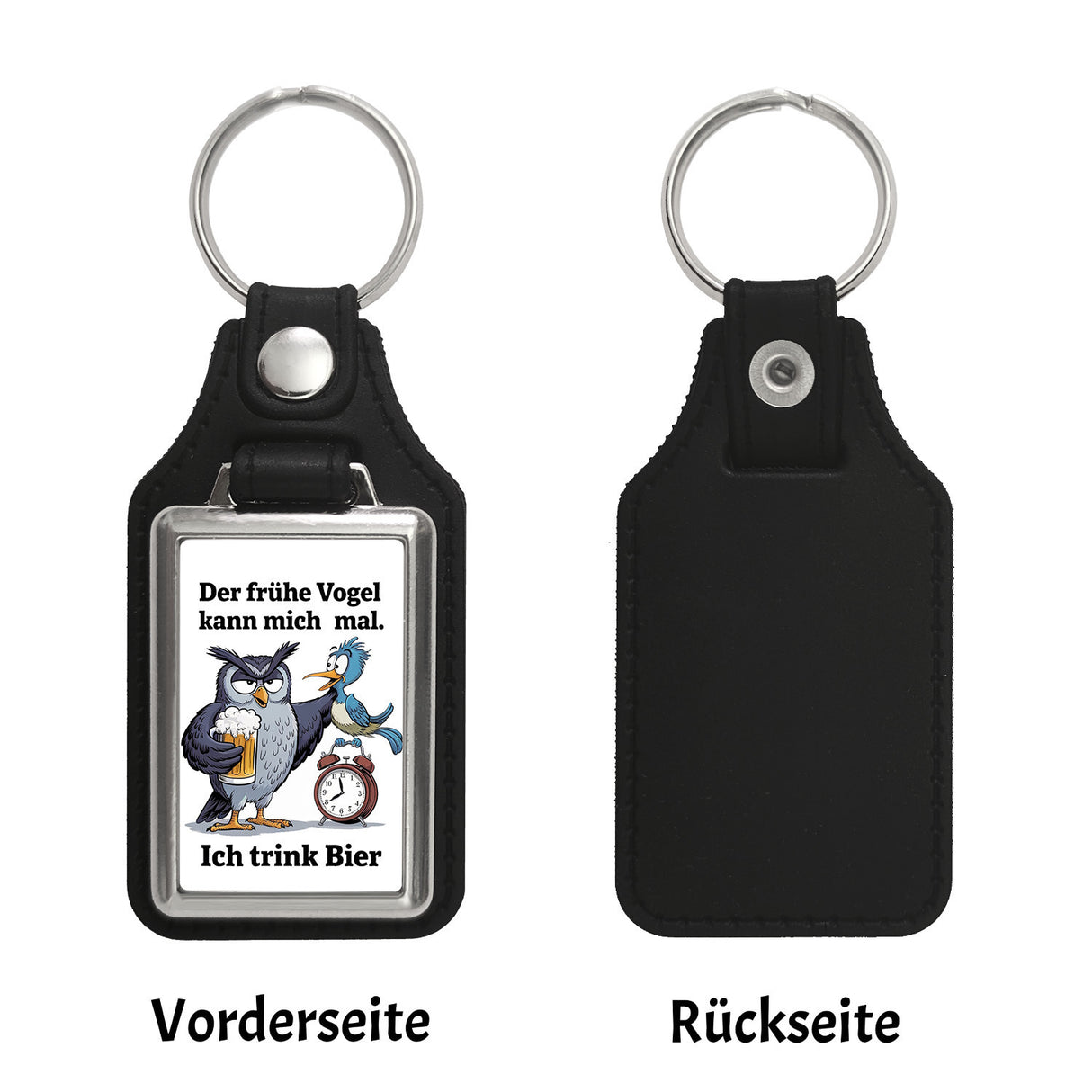 Graue Eule mit Bierkrug - Der frühe Vogel kann mich mal Schlüsselanhänger