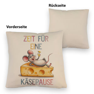 Fröhliche Maus auf Käse Kissen Käsepause