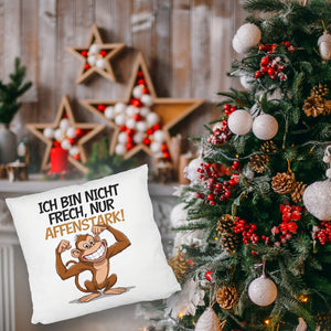 Nicht frech sondern Affenstark Kissen mit Cartoon Affe